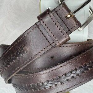 36 inch Men's Real Leather belt with Braided Patterning